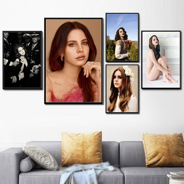 Lana Del Rey Music Singer Model Canvas Poster Prints Photo Portrait Pictures Bar Cafe Wall Art Home Decor Mural A700