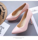 White Round Head High Heels Thin Heels Elegant Single Shoes Sexy Pumps Professional Women's Shoes Large Size Work Shoes 41,42,43
