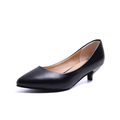 Professional Single Shoes Simple Comfort Work Shoes Black High Heels Formal Wear Leather Shoes Sexy Small Size Women's Shoes 32