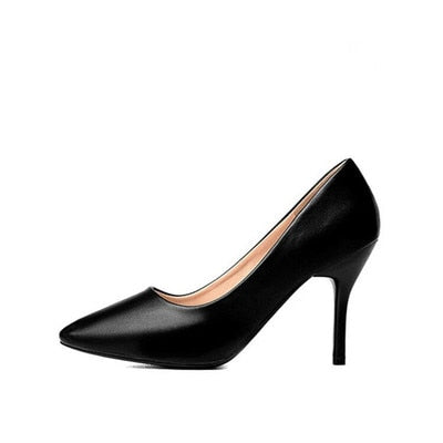 Professional Single Shoes Simple Comfort Work Shoes Black High Heels Formal Wear Leather Shoes Sexy Small Size Women's Shoes 32