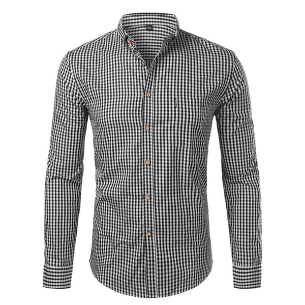 Mens Plaid Cotton Casual Slim Fit Long Sleeve Button Down Dress Shirts 2018 Fashion Men Work Business Brand Shirt Chemise Homme