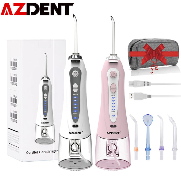 Newest Azdent Oral Irrigator Portable Water Dental Flosser USB Rechargeable Water Floss Teeth Cleaner 5 Modes IPX7 Waterproof