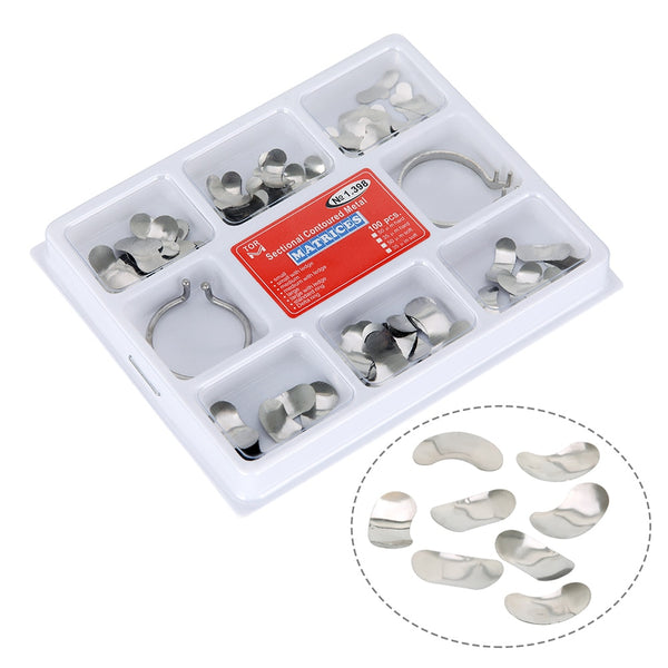 Dental Matrix with Springclip No.1.330 Sectional Contoured Metal Matrices Full kit for Teeth Replacement Dentsit Tools