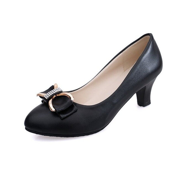 Autumn new large size women's shoes fashion professional high heels black shallow mouth comfortable work single shoes