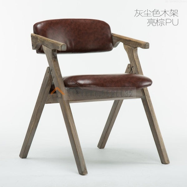 Modern Minimalist Dining Chair Nordic Wooden     Fabric Folding  Armrest Backrest Computer folding chair