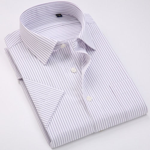 Men's Regular-fit Summer Short Sleeve Solid Classic Shirt Single Patch Pocket Formal Business Work Office Basic Dress Shirts