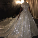 100% Real Work 2020 Dubai Princess Luxury Bridal Wedding Dress Full Beading Off Shoulder Stunning Wedding Gowns Sequined Ruffle