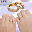 Auxauxme Titanium Steel Engrave name Lovers Couple Rings Gold Wave Pattern Wedding Promise Ring For Women Men Engagement Jewelry