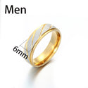 Auxauxme Titanium Steel Engrave name Lovers Couple Rings Gold Wave Pattern Wedding Promise Ring For Women Men Engagement Jewelry