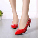GAOKE Fashion Office Work Pumps Women Shoes Elegant Heeled women Stiletto Party Pointed Toe Patent Leather Thin Heels Shoes