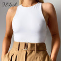 FSDA 2020 Sleeveless Summer Sexy Bodysuit Women Off Shoulder White Basic Body Top Casual Streetwear Bodysuits Black