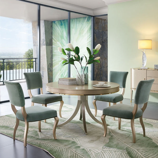 American light luxury ins wind solid wood round Nordic dining table small apartment modern simple round table and chair