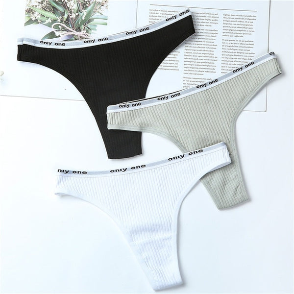 3Pcs/Lot Women's Cotton G-String Thong Panties String Underwear Women Briefs Sexy Lingerie Pants Intimate Ladies Letter Low-Rise