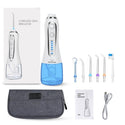 h2ofloss Oral Irrigator USB Rechargeable Portable Dental Water Floss 5 Modes 300ml Irrigator Dental Teeth Cleaner+5 Jet Tip&Bag