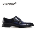 Vikeduo 2020 Handmade Hot Vintage Male Monk Shoes Genuine Leather Designer Luxury Buckle Wedding Party Dance Men's Dress Shoes
