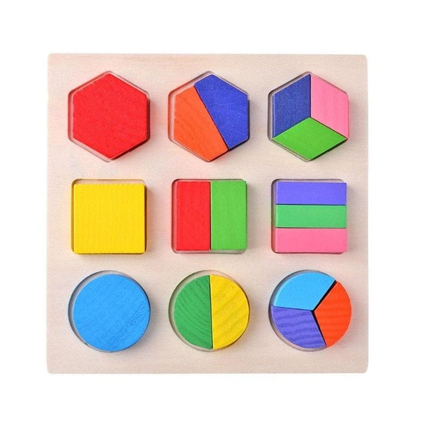 Wooden Geometric Shapes Montessori Puzzle Sorting Math Bricks Preschool Learning Educational Game Baby Toddler Toys for Children