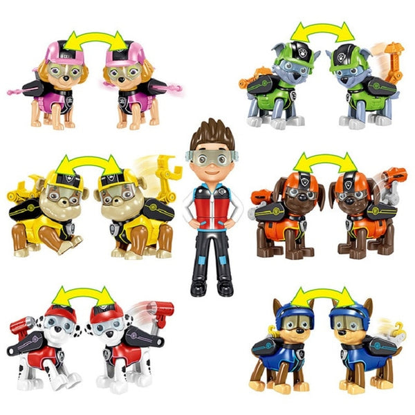 7pcs/set Paw Patrol Toys Dog Can Deformation Toy Captain Ryder Pow Patrol Psi Patrol Action Figures Toys for Children Gifts