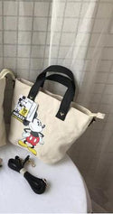 Disney Mickey Mouse Lady Canvas Crossbody Shoulder Bag Cartoon Fashion Minnie Handbag Large Capacity Shopping + Book Bag