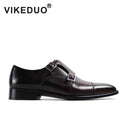 Vikeduo 2020 Hot Handmade Designer Vintage Wedding Office Party Brand Casual Male Shoe Genuine Leather Men's Monk Dress Shoes