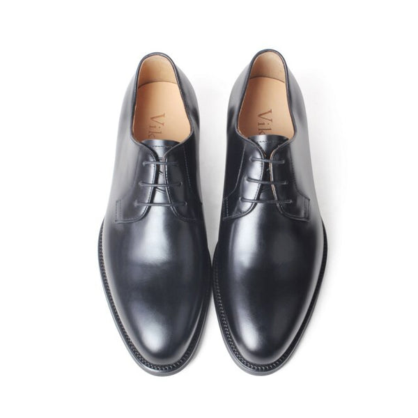 VIKEDUO 2020 New Full Grain Leather Derby Dress Shoes Men's Wedding Office Round Toe Leather Shoes Men Formal Plain Black Zapato