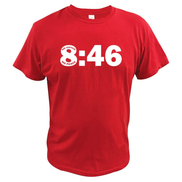 8:46 No Justice No Peace RIP George Floyd Ringspun T Shirt 100% Cotton Soft Premium Tops Basic Short Sleeve Camisetas