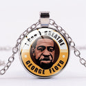 SIAN I CAN'T BREATHE George Floyd Pendant Necklace American Protest Black Lives Matter Long Chain Necklace Glass Dome Men Women