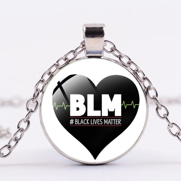 SIAN I CAN'T BREATHE George Floyd Pendant Necklace American Protest Black Lives Matter Long Chain Necklace Glass Dome Men Women