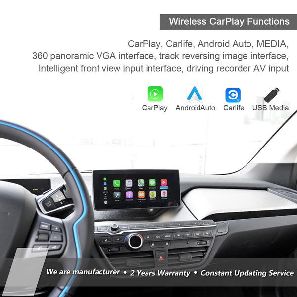 Wireless CarPlay Android Auto Retrofit Box for BMW I3 I8 IO1 I12 CIC NBT System Mirroring Link SIRI  Front Rear 360 Camera Waze