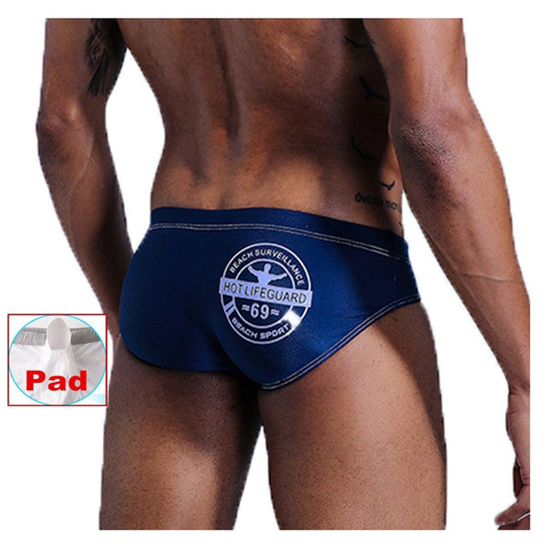 PLUS Size Pouch Bulge Enhancing Push Up Cup Men Brief Swimwear Push Pad Male Sexy Swimwear Swimsuit Waterproof Swimming Trunks