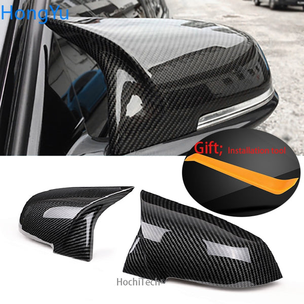 2pcs Auto Car Rear View Side Mirror Cover Trim For BMW F20 F21 F22 F23 F30 F31 F32 F36 X1 E84 F87 M2 Carbon Fiber Style
