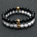 2pcs Charm paired Bracelet for Men gold Crown Women's Bracelets Natural Stone Beads Wristband Boho Couple Bracelet Gifts Friends