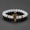 2pcs Charm paired Bracelet for Men gold Crown Women's Bracelets Natural Stone Beads Wristband Boho Couple Bracelet Gifts Friends