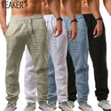 2020 New Men's Cotton Linen Pants Male Summer Breathable Solid Color Linen Trousers Fitness Streetwear M-3XL