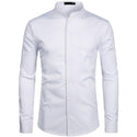 Men's Hipster Mandarin Collar Dress Shirts 2019 Brand New Slim Fit Long Sleeve Chemise Casual Work Busienss Shirt Male White 2XL
