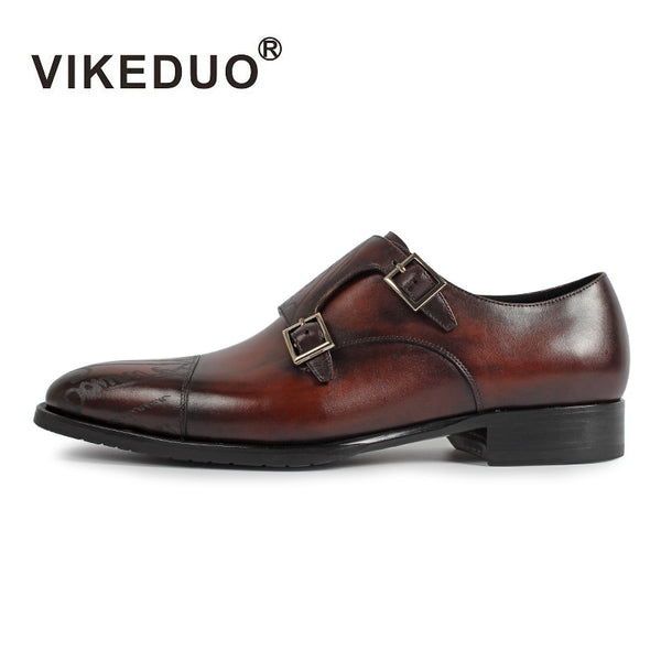 Vikeduo 2020 Vintage Retro Designer Fashion Luxury Dance Party Wedding Brand Male Dress Shoe Genuine Leather Men's Monk Shoes