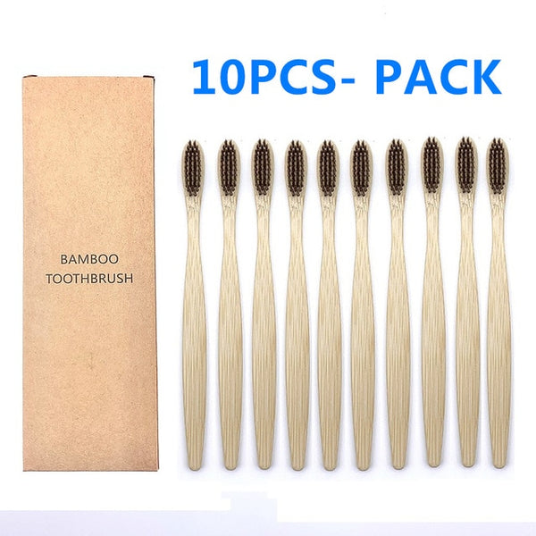 10PCS Colorful Natural Bamboo Toothbrush Set Soft Bristle Charcoal Teeth Whitening Bamboo Toothbrushes Soft Dental Oral Care