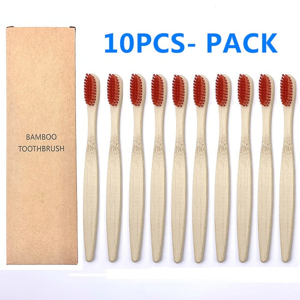 10PCS Colorful Natural Bamboo Toothbrush Set Soft Bristle Charcoal Teeth Whitening Bamboo Toothbrushes Soft Dental Oral Care