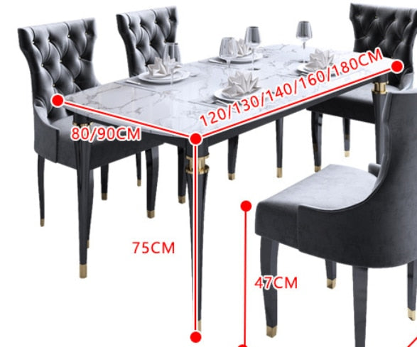 Light luxury post-modern American marble solid wood dining table and chair combination rectangular size apartment table