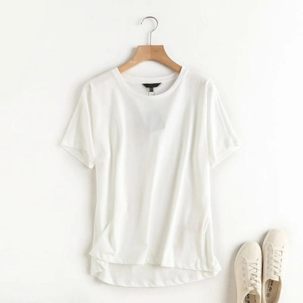 Withered summer t shirt women england style simple solid o-neck cotton match basic harajuku tshirt camisetas verano mujer 2020