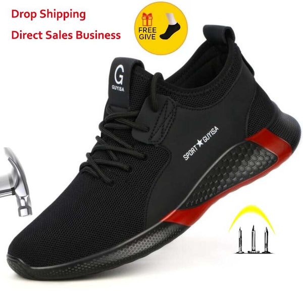 XPUHGM Breathable Safety Shoes Men Summer Lightweight Work Shoes Steel Toe Puncture-Proof Work Sneakers Indestructible Shoes