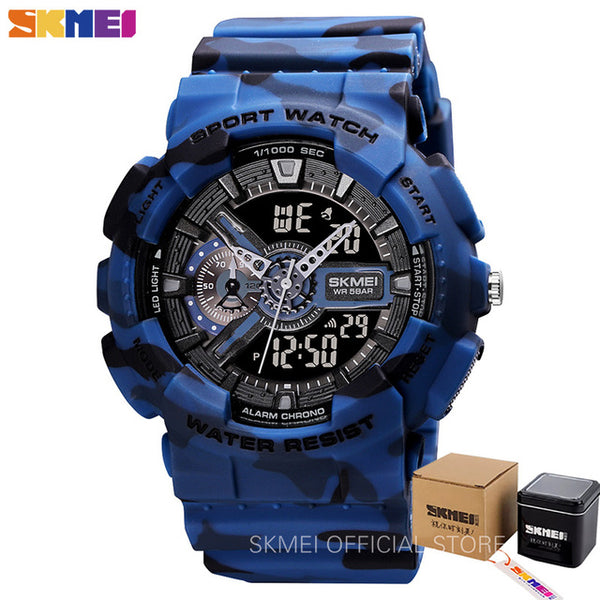 SKMEI Youth Fashion Digital Watch Men Shockproof Waterproof Dual Wristwatches LED Chrono Alarm Clock Mens Watches Cool Hour 1688