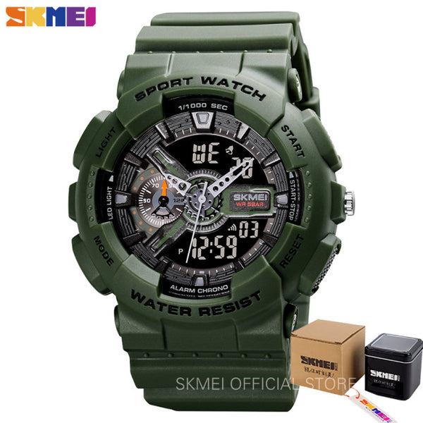 SKMEI Youth Fashion Digital Watch Men Shockproof Waterproof Dual Wristwatches LED Chrono Alarm Clock Mens Watches Cool Hour 1688