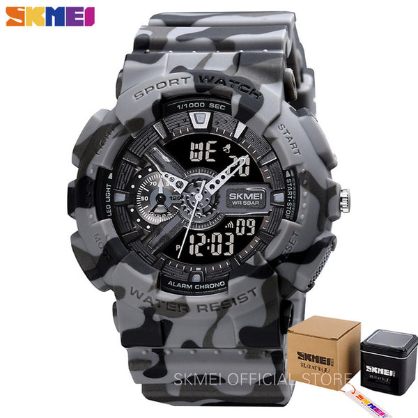 SKMEI Youth Fashion Digital Watch Men Shockproof Waterproof Dual Wristwatches LED Chrono Alarm Clock Mens Watches Cool Hour 1688