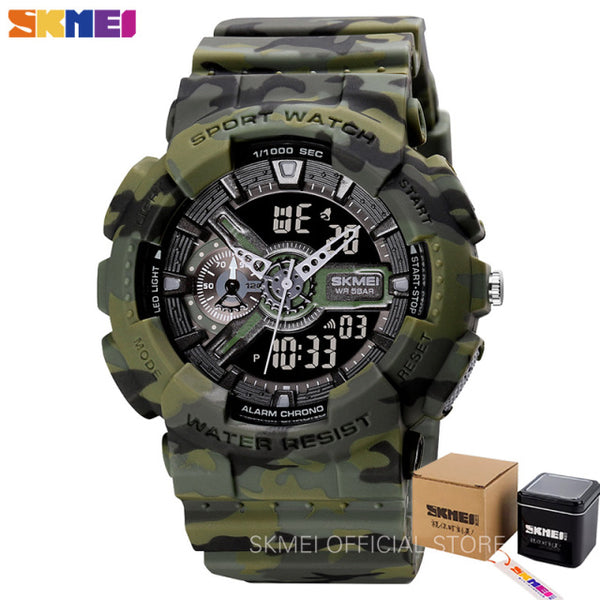 SKMEI Youth Fashion Digital Watch Men Shockproof Waterproof Dual Wristwatches LED Chrono Alarm Clock Mens Watches Cool Hour 1688