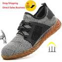 2020 New Breathable Mesh Safety Shoes Men Light Sneaker Indestructible Steel Toe Soft Anti-piercing Work Boots Plus size 35-48