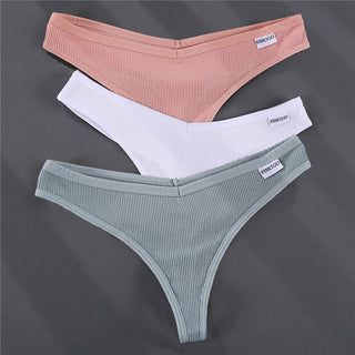 FINETOO Women's Cotton Panties 3Pcs Soft Striped Women Underpants