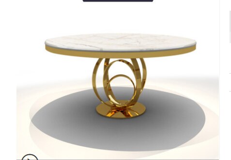 Post-modern luxury stainless steel round simple marble dining table and chair combination designer creative dining table