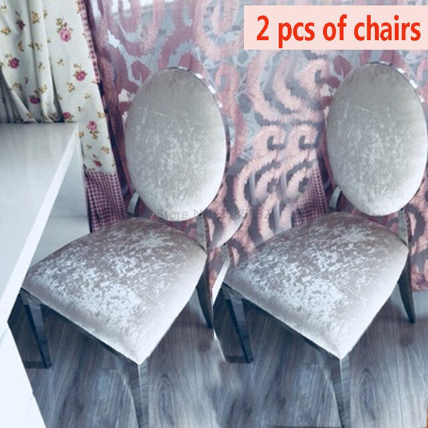 clearance!\2 pcs chair Golden/silver Modern Minimalist Stainless Steel Dining Chair Home Chair  Hotel PU/fabric Comedores Mueble