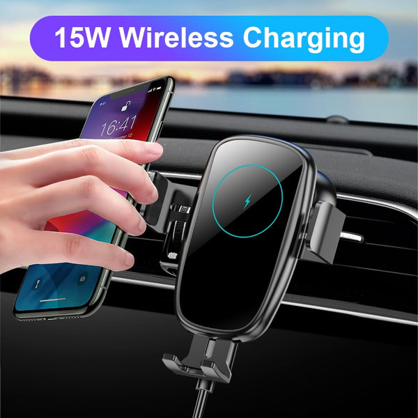 15W Car Qi Wireless Charger For iPhone induction usb mount Automatic Clamping Fast Wirless Charging For iphone 11 Samsung SIKAI
