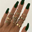 KSRA Boho Vintage Gold Star Knuckle Rings For Women BOHO Crystal Star Crescent Geometric Female Finger Rings Set Jewelry 2020